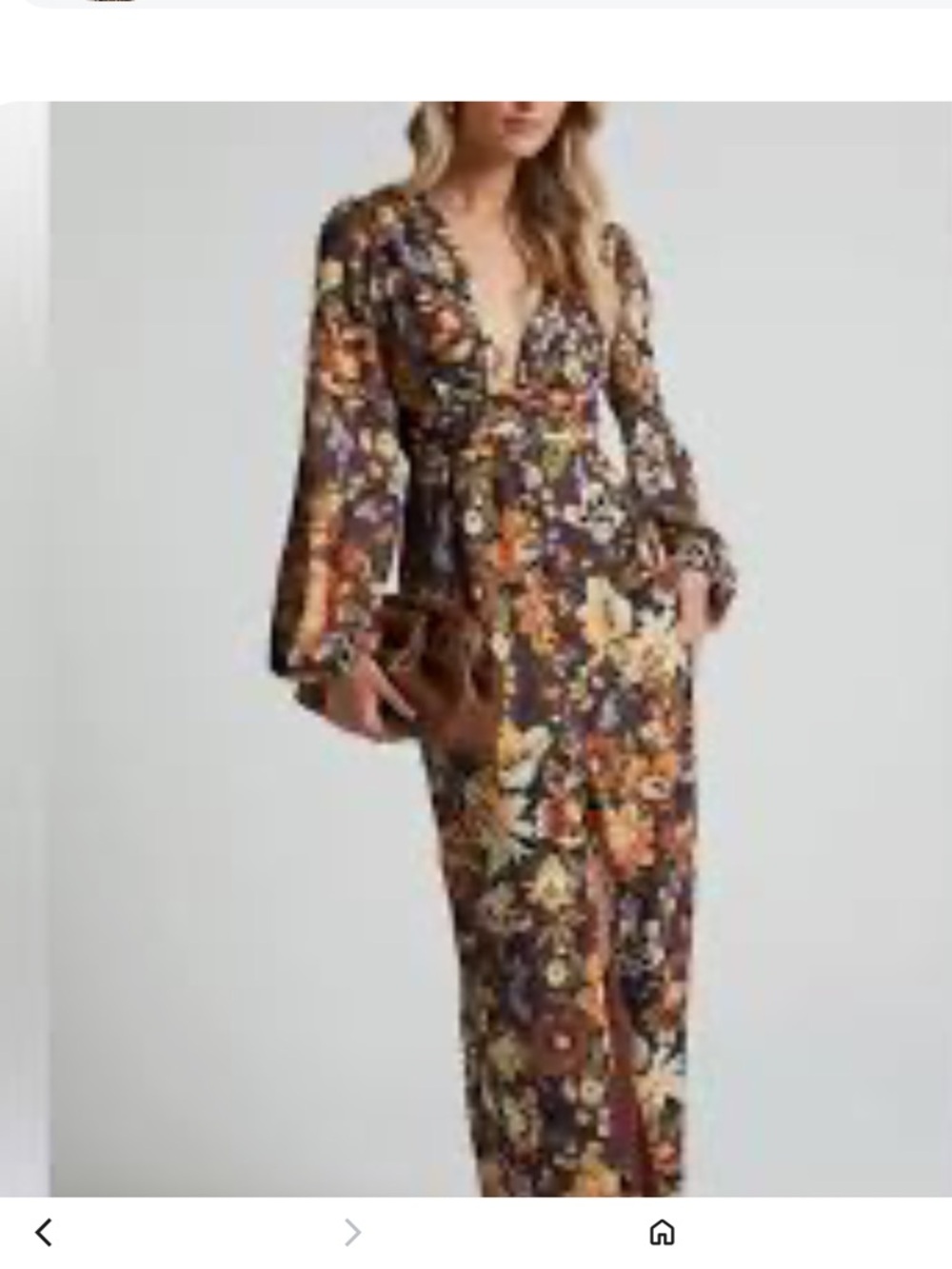 Showpo Brown Floral Maxi Dress with Mustard and Olive Accents
